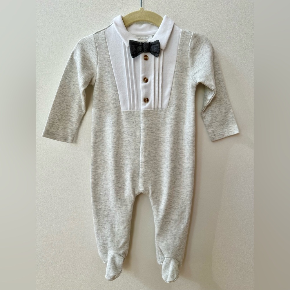 Miniclasix Baby Boy Tuxedo Footie 9m gray coverall baby infant toddler